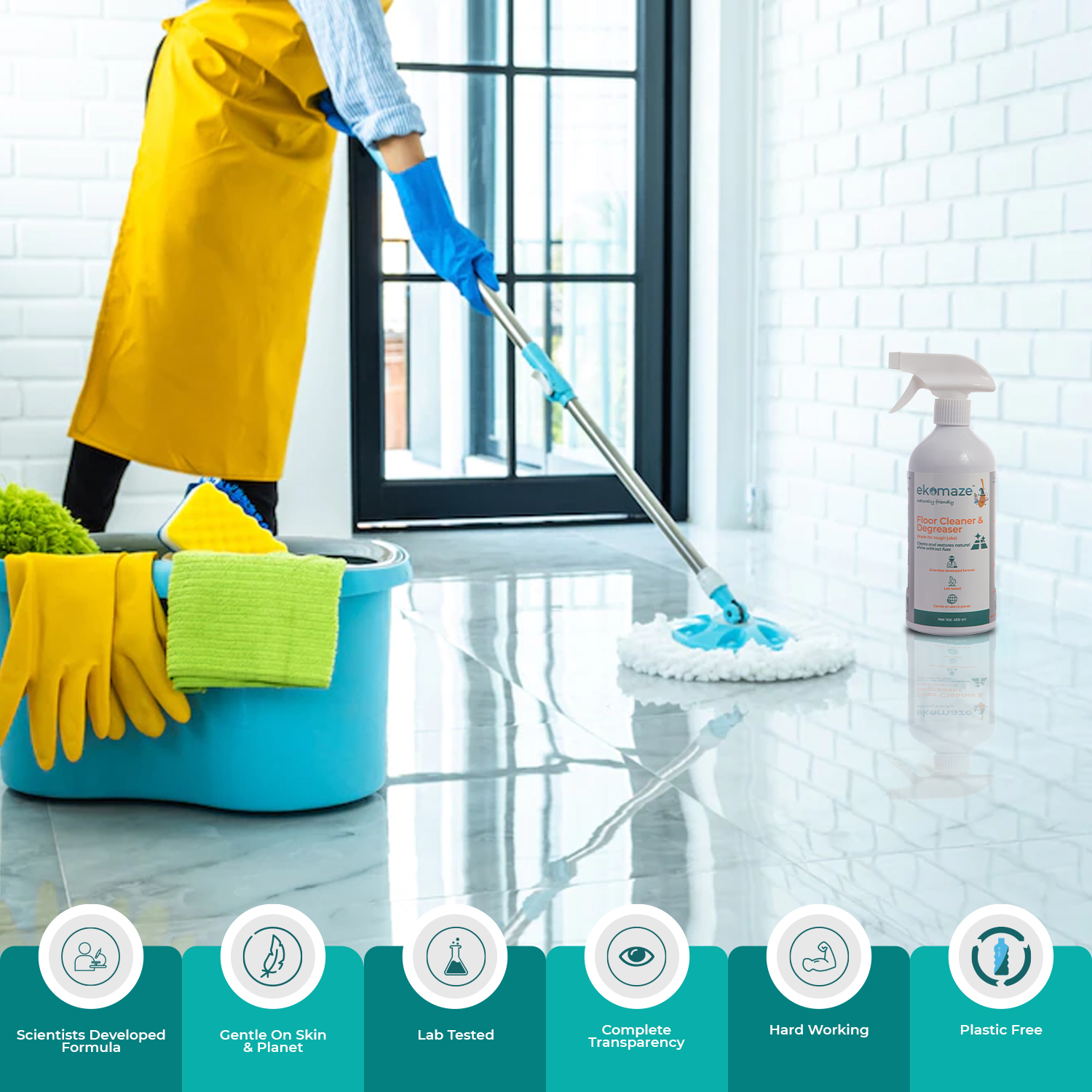 Floor Cleaner & Degreaser | For tough jobs, Cleans & restores natural shine
